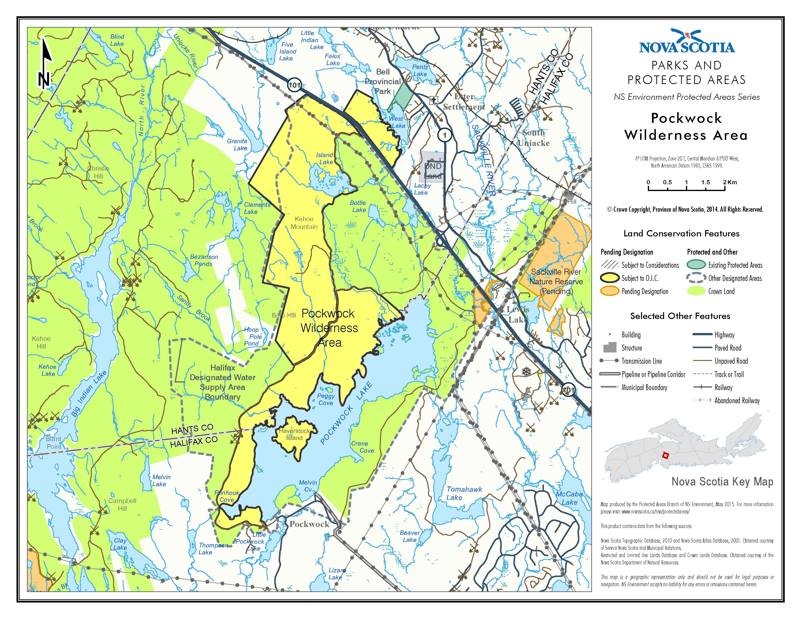 Approximate boundaries of Pockwock Wilderness Area